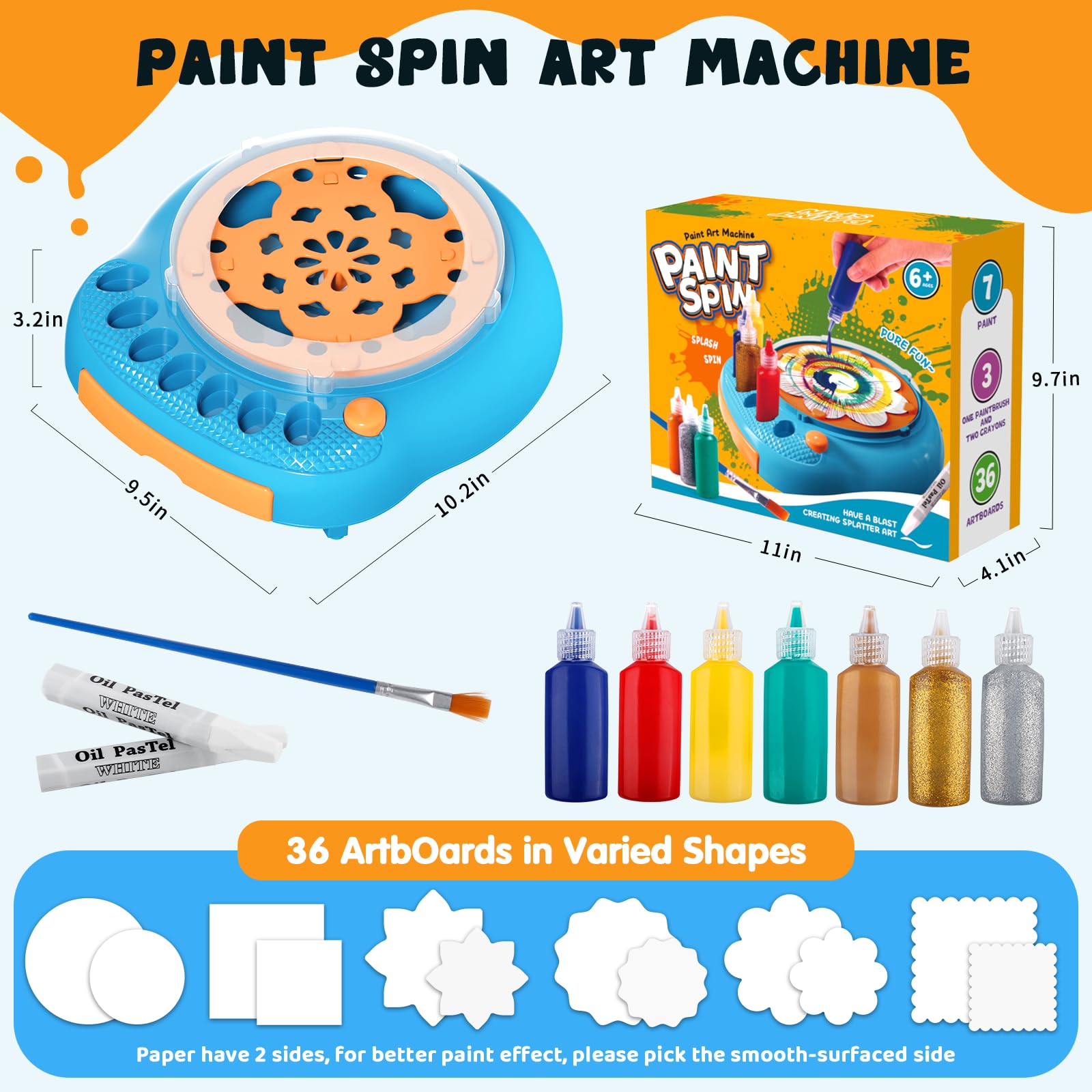 Metallic paints shimmer under light for eye-catching spin art effects