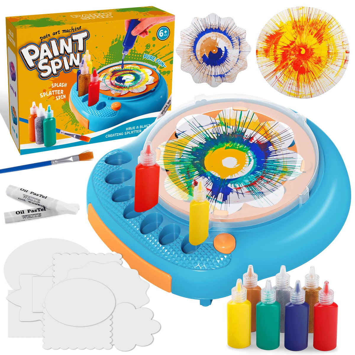 Hewaurorion paint spin art machine kit in action for kids creative session