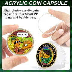 HEWJYDE Dumpster Fire Coin in protective case, ready for gifting