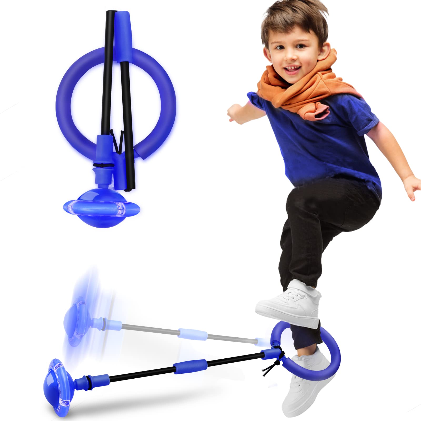 Hewog Skip Ball light show during rotation for kids' outdoor play.