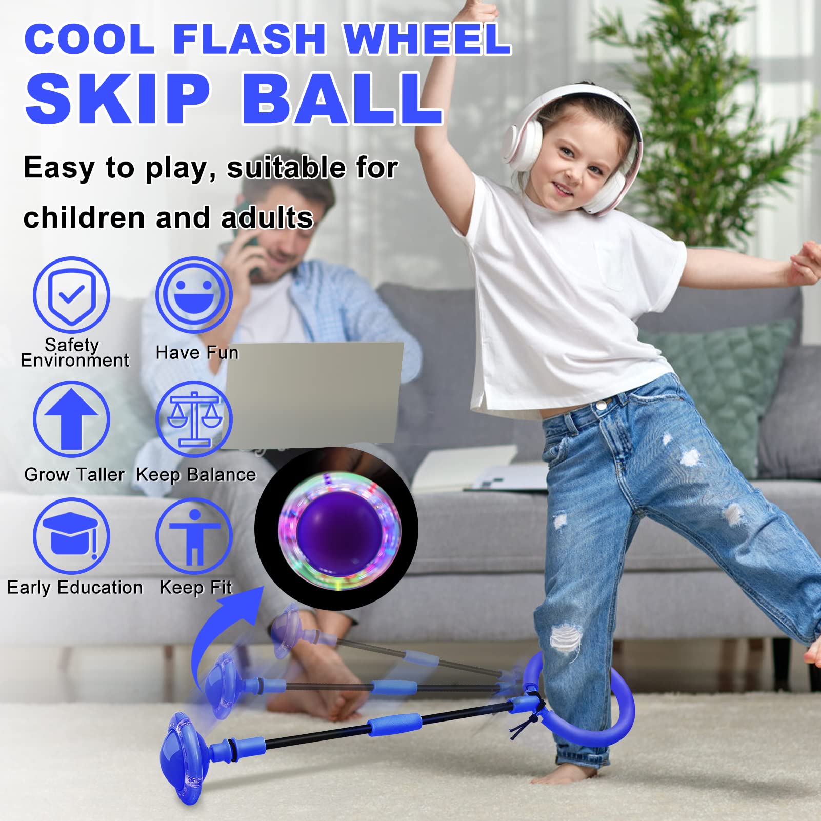 Hewog Skip Ball portable and foldable, easy to carry in a backpack.