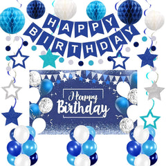 HEWUAUL blue Happy Birthday banner ideal for festive photo backdrops.