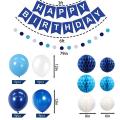 HEWUAUL blue party setup creates a vibrant celebration vibe.