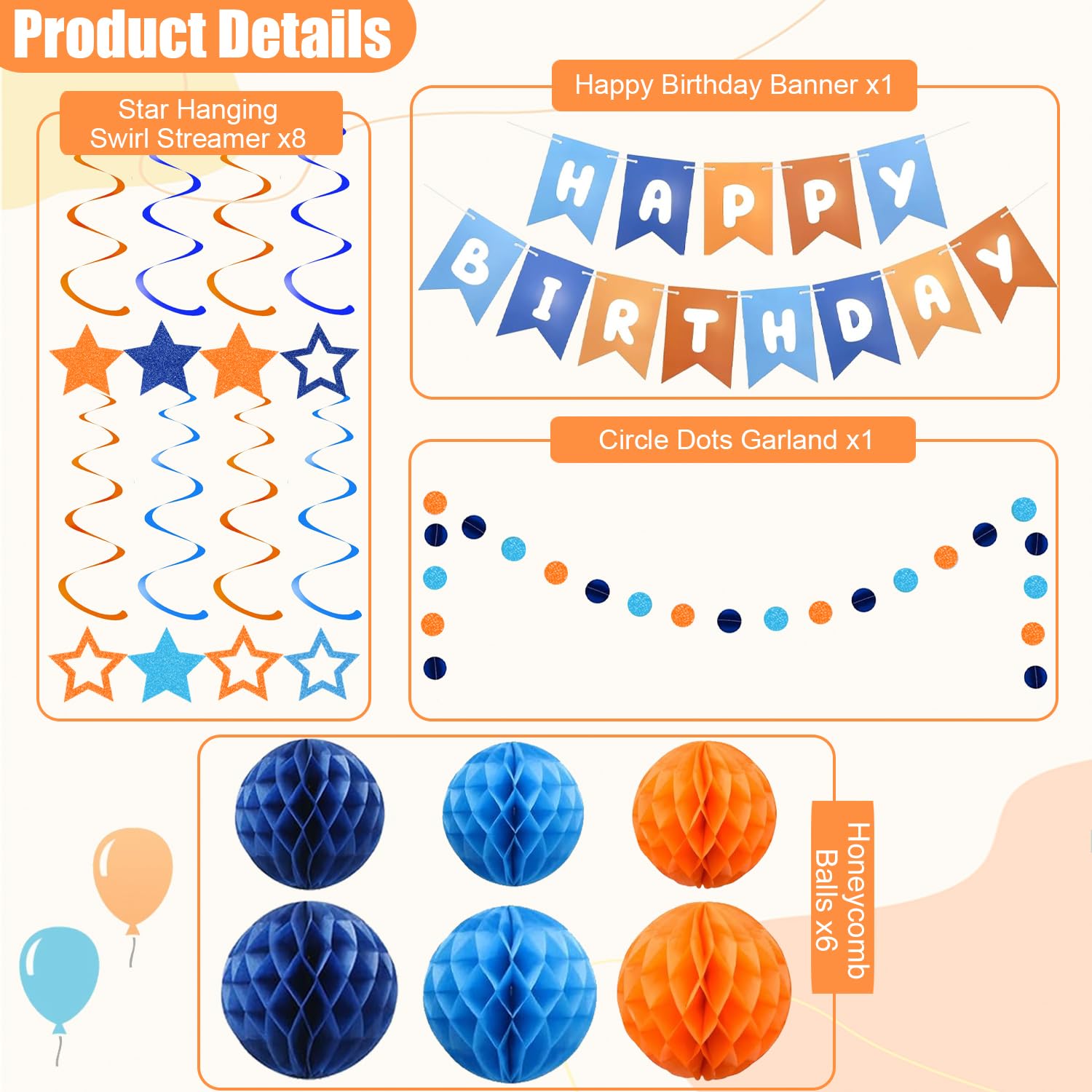 HEWUAUL stars swirl streamers create dynamic birthday decor and photos.