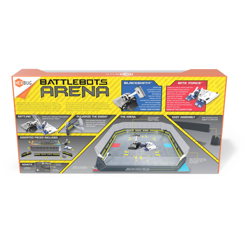 HEX BOTS Interlocking floor tiles form a stable, immersive fight space.