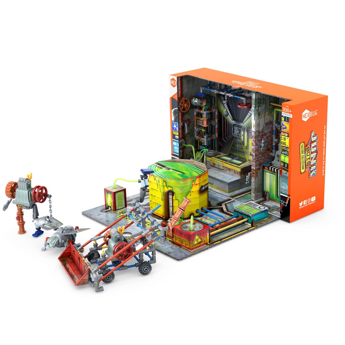 HEXBUG JUNKBOTS Power Sub Station unboxing reveals hidden parts and motion modules.