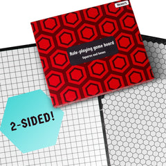 Hexers authentic RPG board showing hex grid for tactical planning on one side.