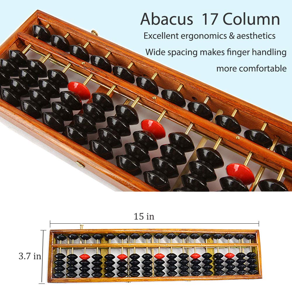 Hexing soroban 17-column beads show smooth sliding for quick calculations.