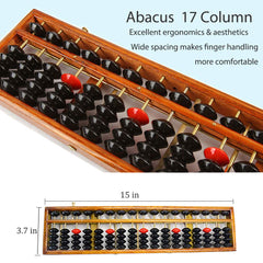 Hexing soroban 17-column beads show smooth sliding for quick calculations.
