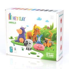 Hey Clay Animals kit cover with colorful clay and friendly animal characters for imaginative play