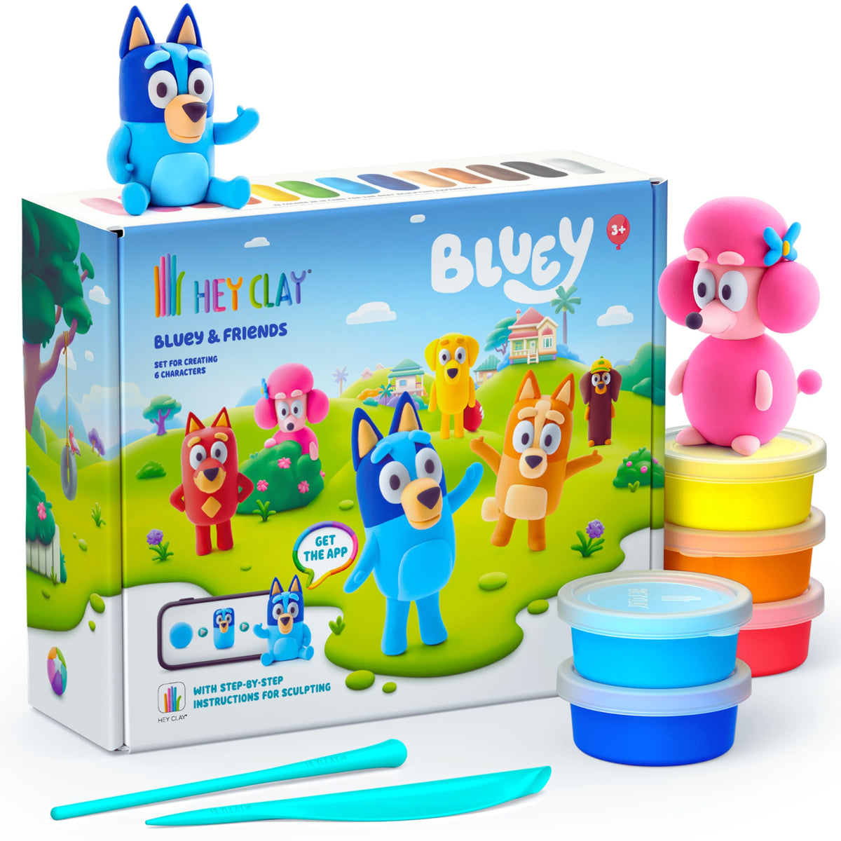 HEY CLAY Bluey & Friends full set of six figures for imaginative play and display