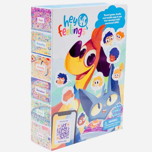 Hey Feelings Emotion Explorers game board engages kids in collaborative emotion exploration.