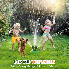 HeySplash dragon sprinkler top view showing multiple outlets for even water spread.