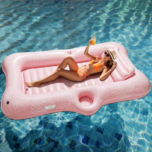 HeySplash inflatable pool float lounge with cup holder for beverages