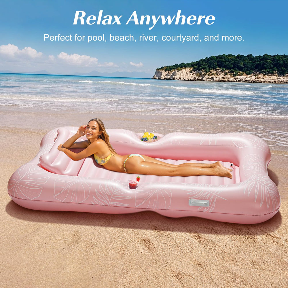 HeySplash pink leaf pattern float adds visibility and fun