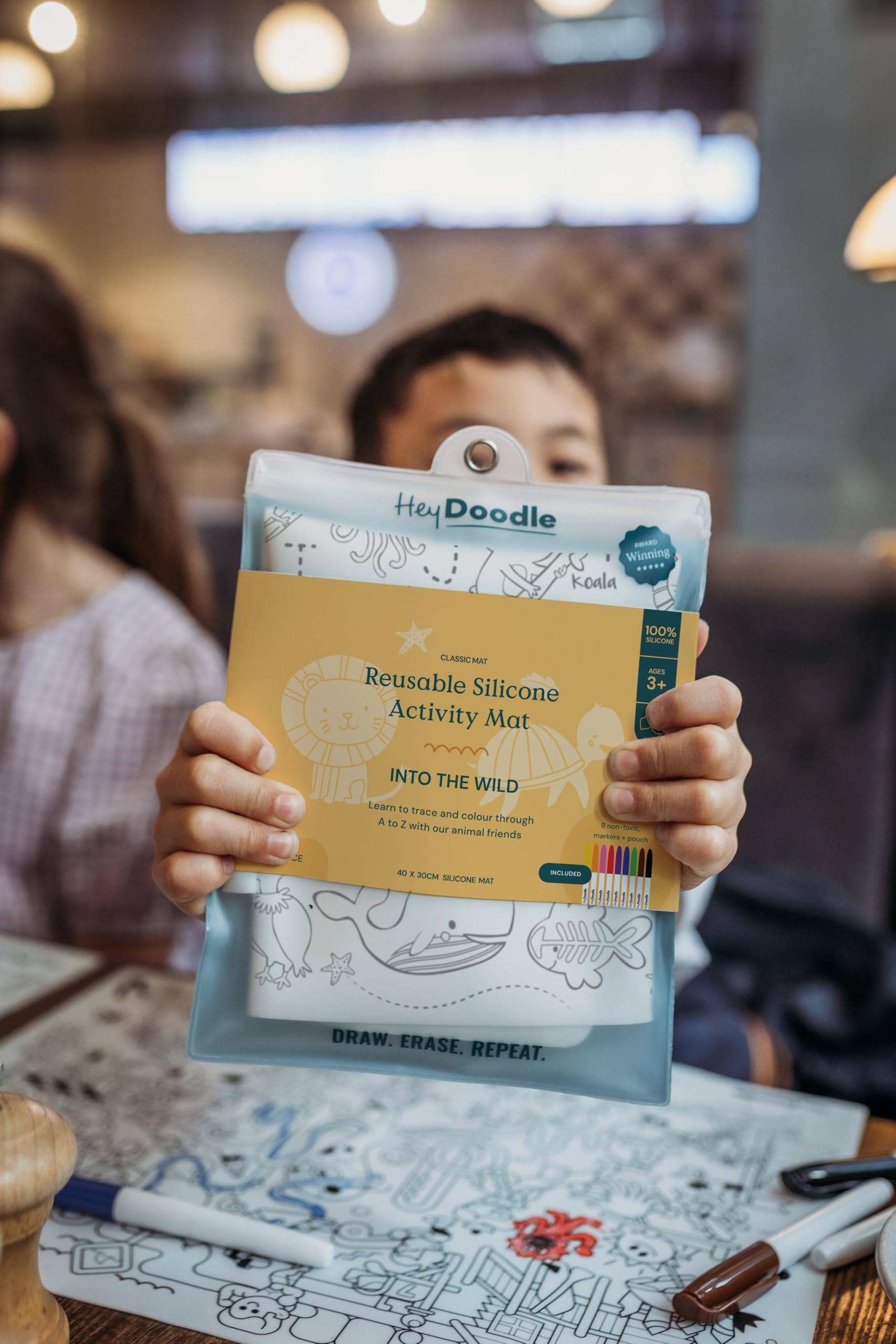 HeyDoodle Into The Wild silicone doodle mat surface, durable and easy to wipe clean.