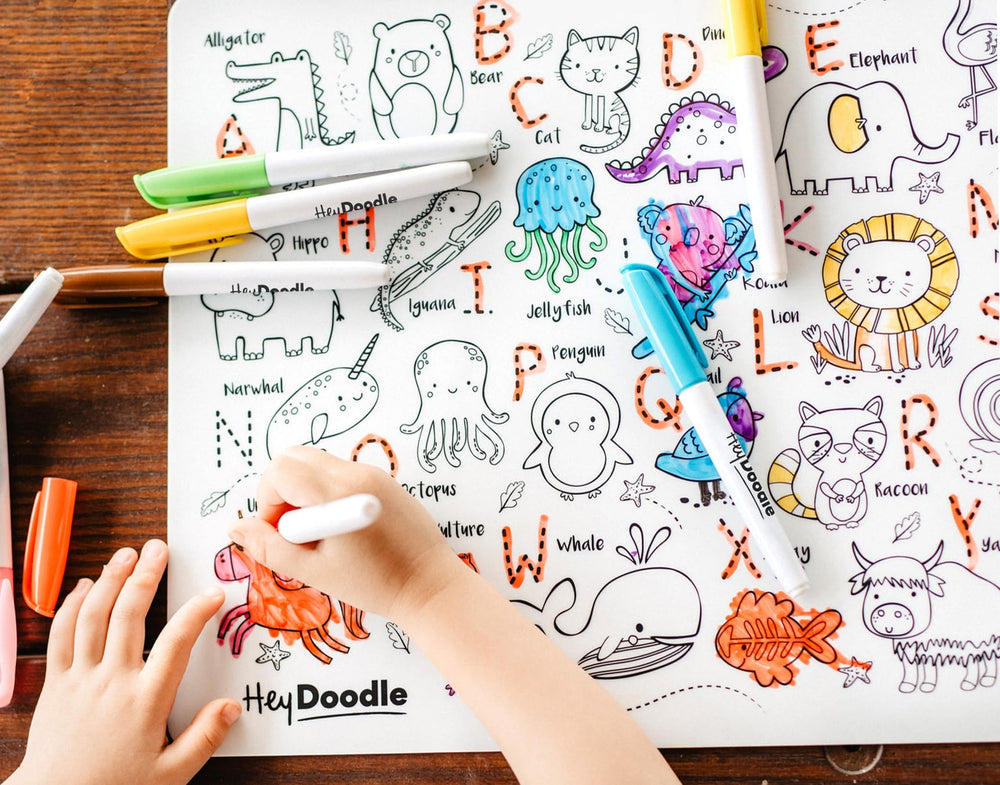 Nine markers included, non-toxic and quick-drying for mess-free coloring.