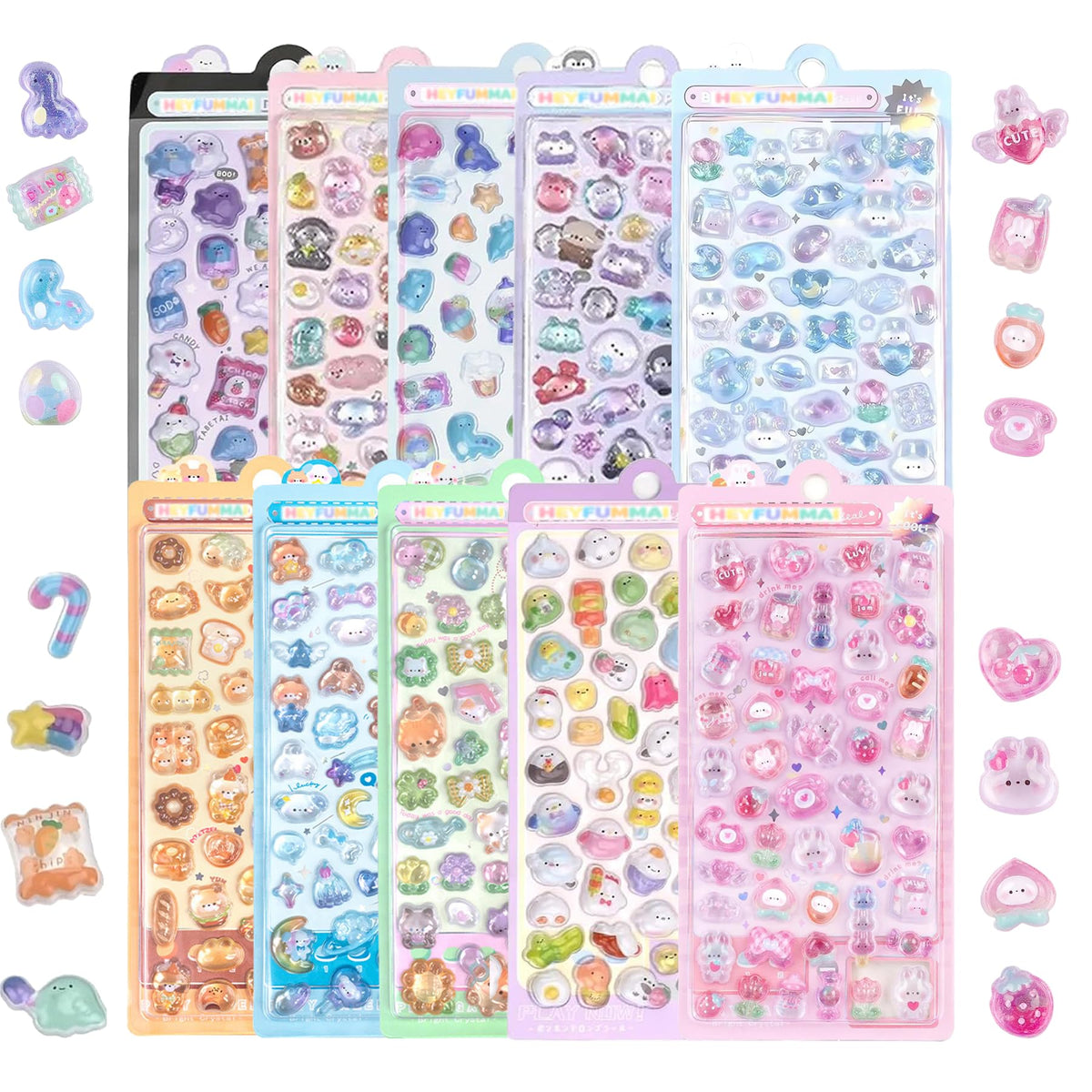 HEYFUMMAI 3D Puffy Stickers animal designs for phone case decoration.