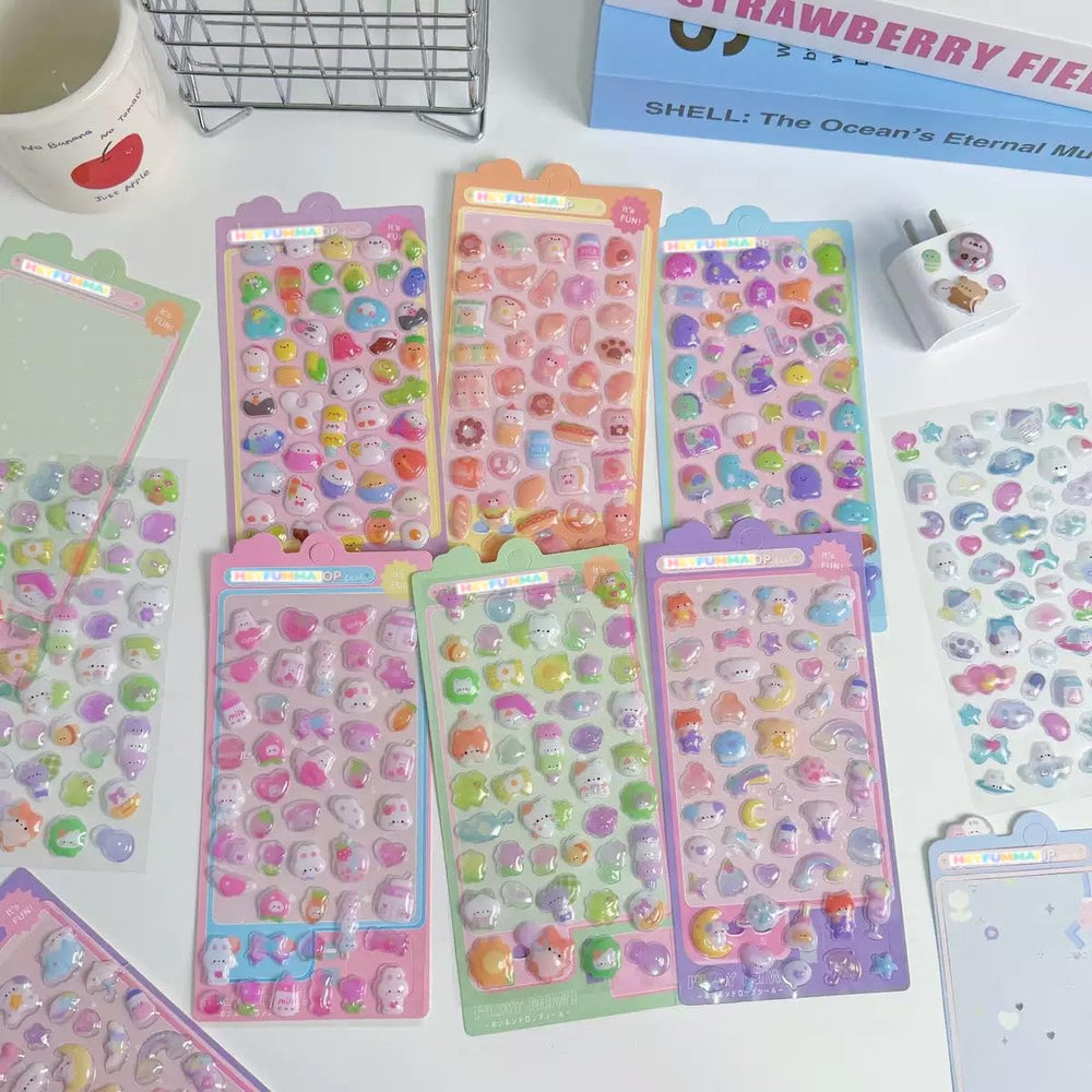 HEYFUMMAI 3D Puffy Stickers dessert theme for notebooks.