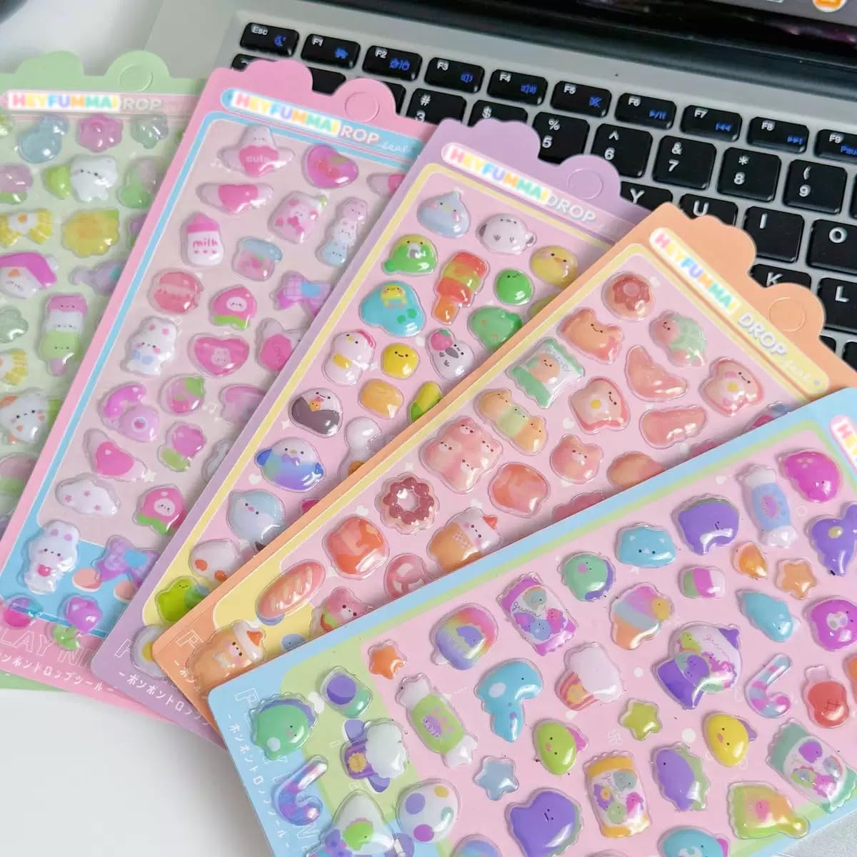 HEYFUMMAI 3D Puffy Stickers pastel colors for planners.