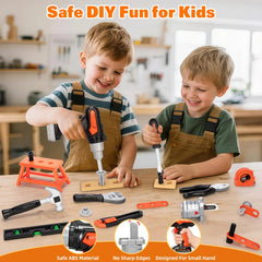 Heygelo 50Pcs Kids Tool Set hammer for hands-on building and coordination