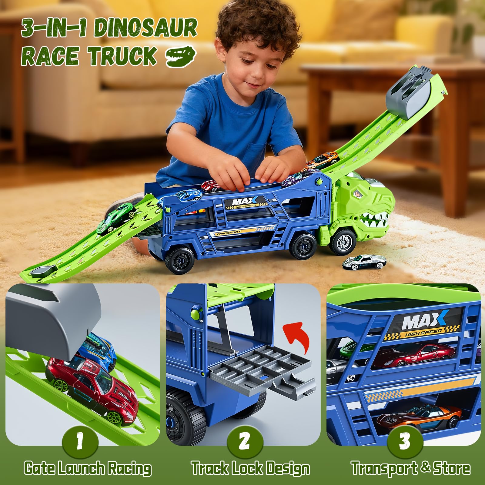 HeyGelo foldable race tracks with dual lanes for head-to-head play