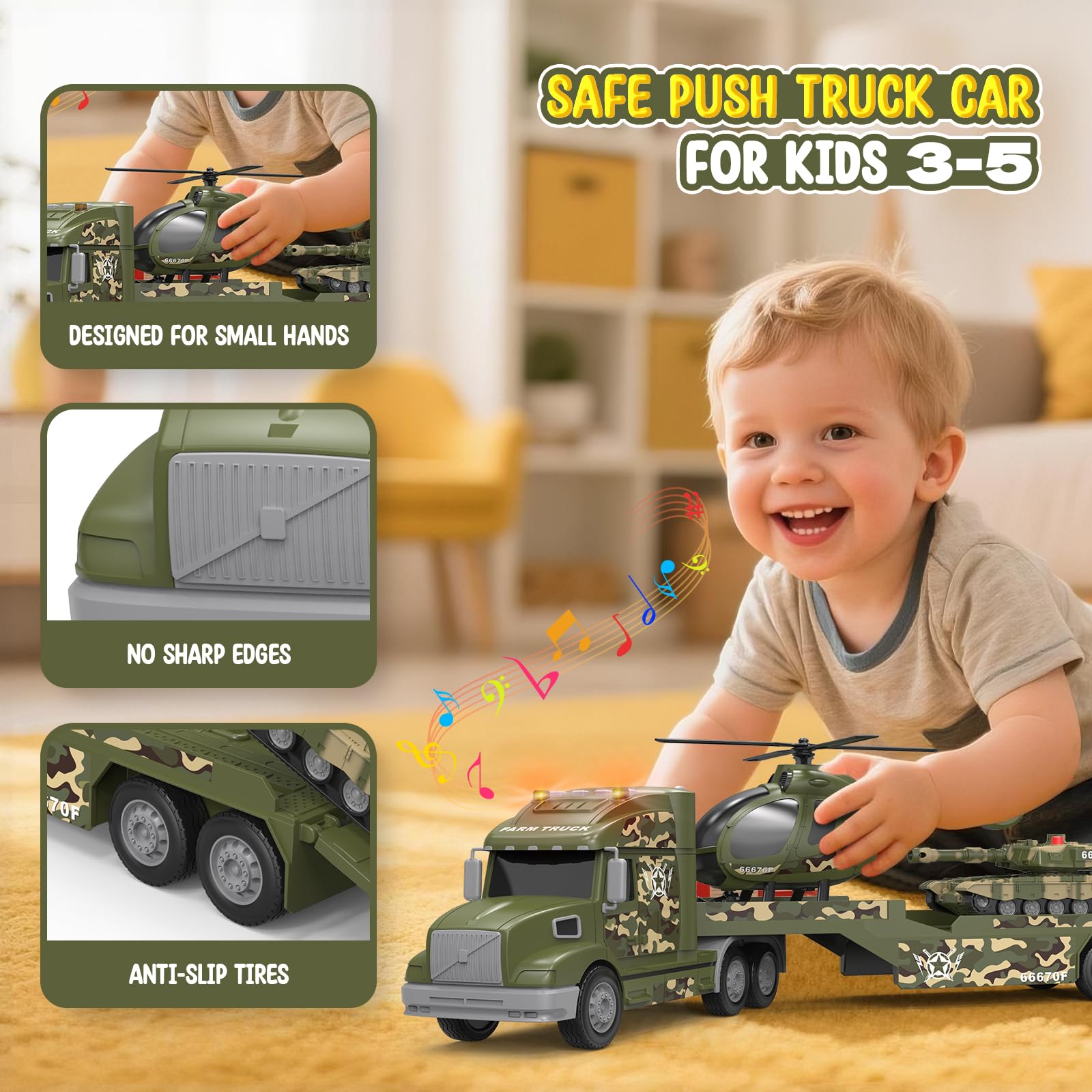 heygelo toddler army truck 3in1 set image: versatile transport-themed fun