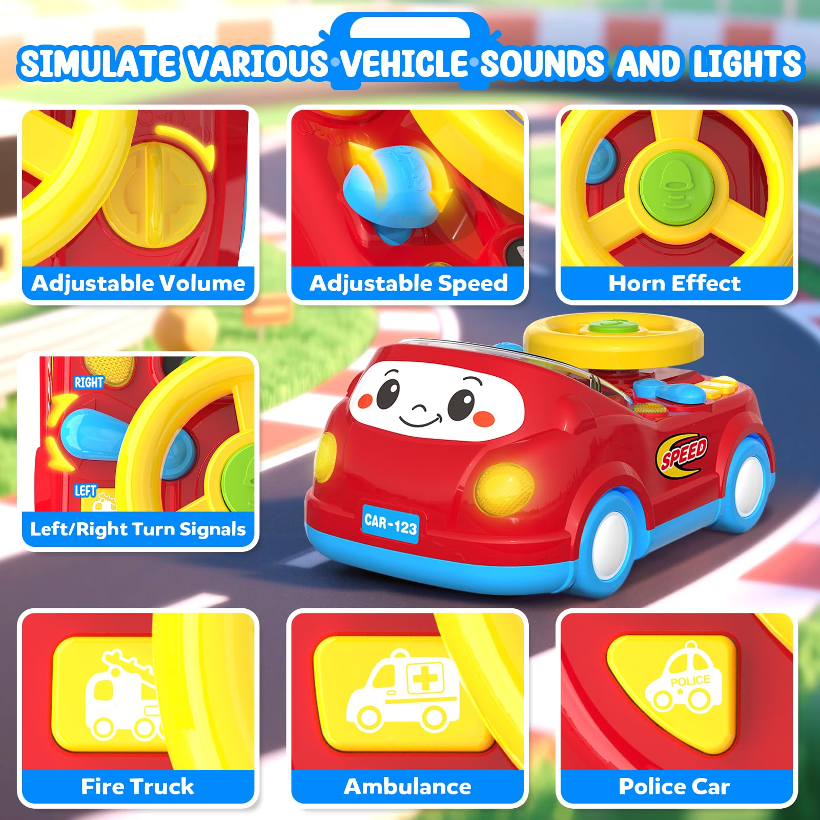 HeyGelo race car sounds mode adds excitement to pretend driving.