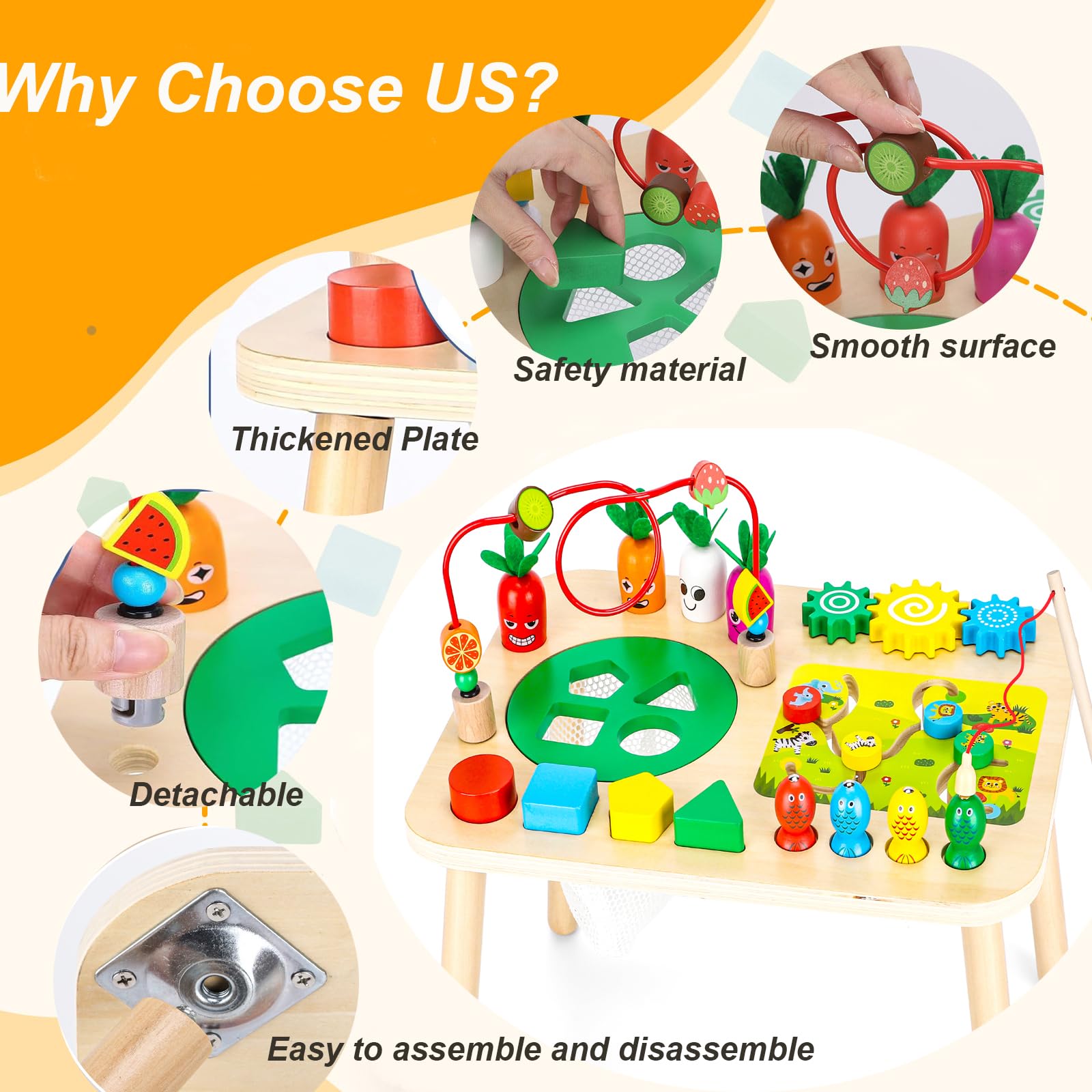 HEYLANDU Activity Table carrot harvest game boosts focus and hand-eye coordination.