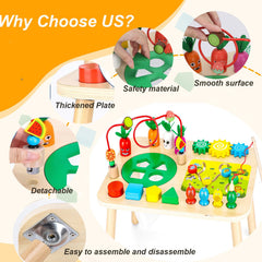 HEYLANDU Activity Table carrot harvest game boosts focus and hand-eye coordination.