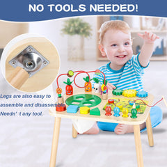 HEYLANDU Activity Table shape sorter supports problem-solving with colorful shapes.
