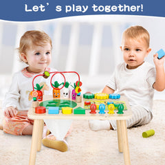 HEYLANDU Activity Table spinning gears add tactile variety for exploration.