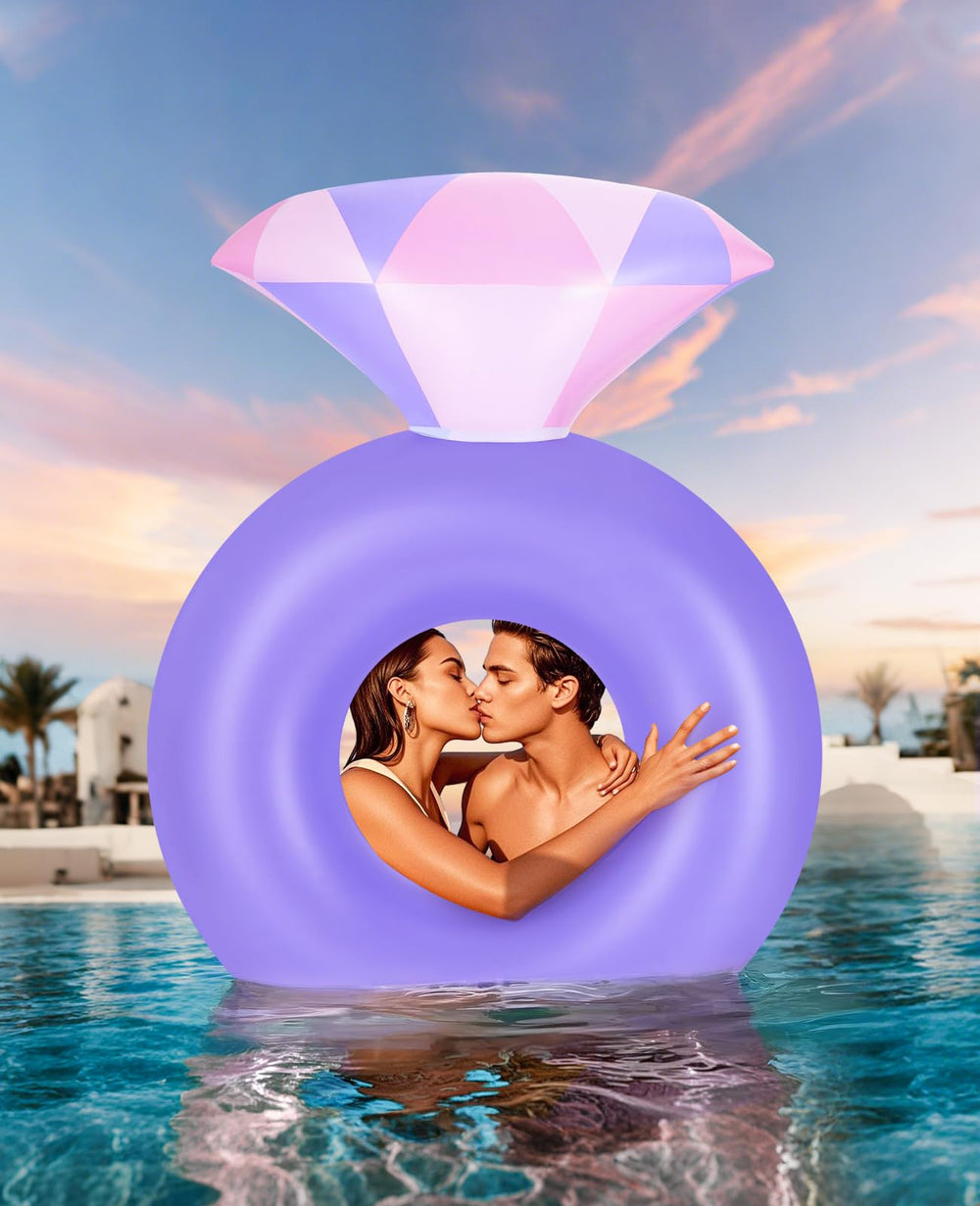 HeySplash bride party pool float photo prop on sunny days for memorable shots.