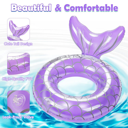 HeySplash mermaid-tail swim ring made from durable PVC for lasting pool fun.