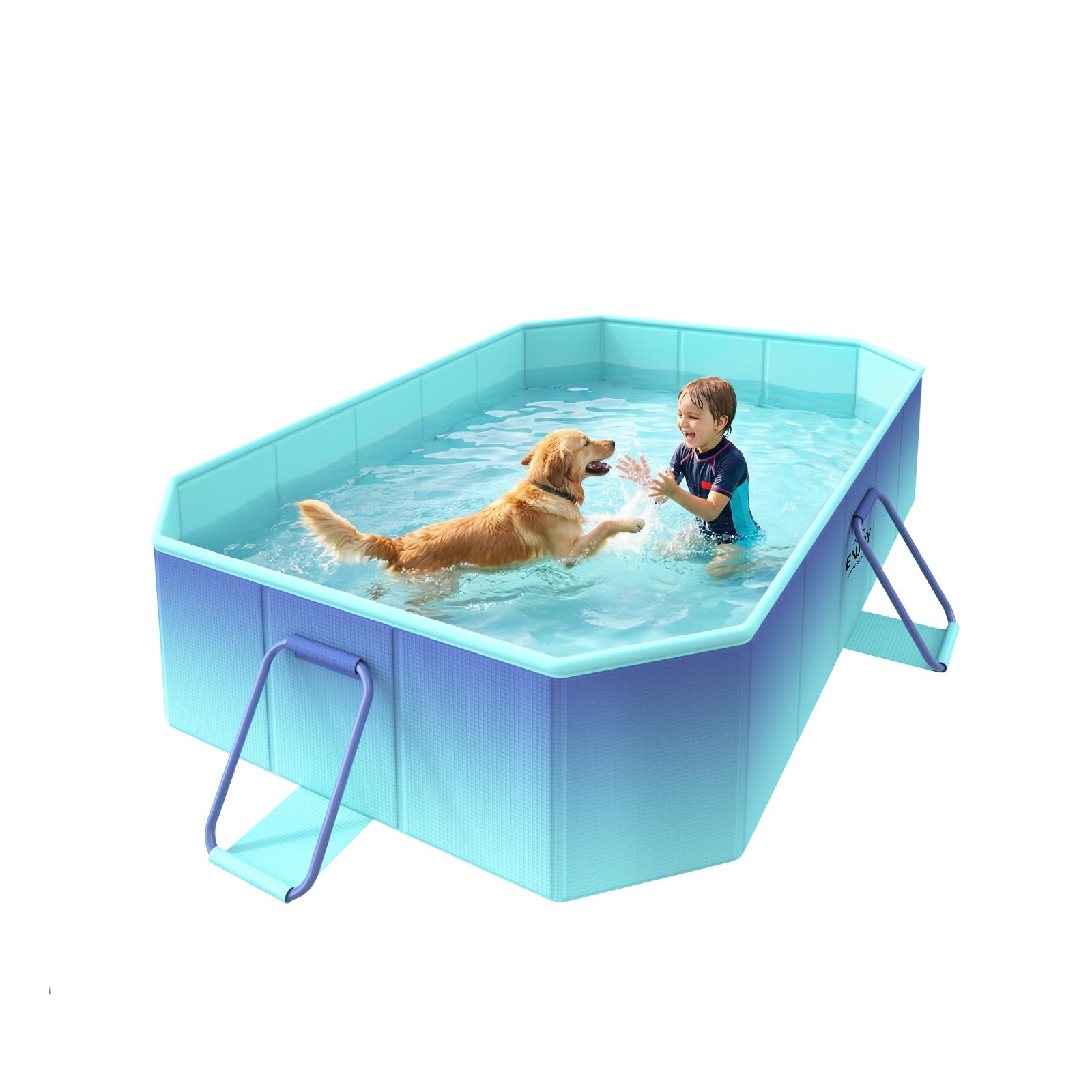 HeySplash Foldable Pool ice blue front view ready for family fun.