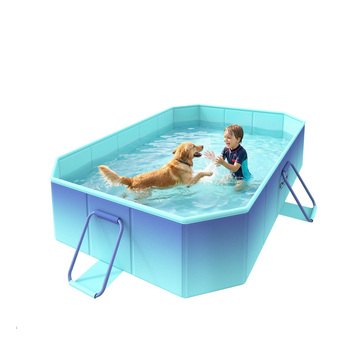 HeySplash Foldable Pool ice blue front view ready for family fun.