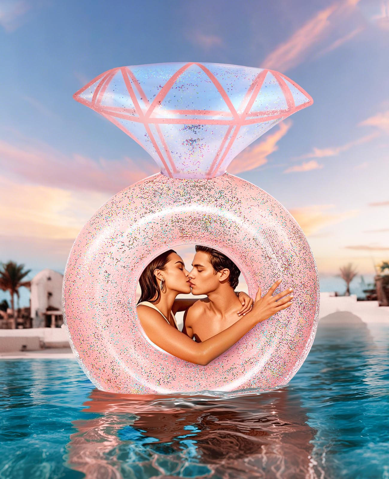 HeySplash Inflatable ring pool float with quick inflation for pool parties