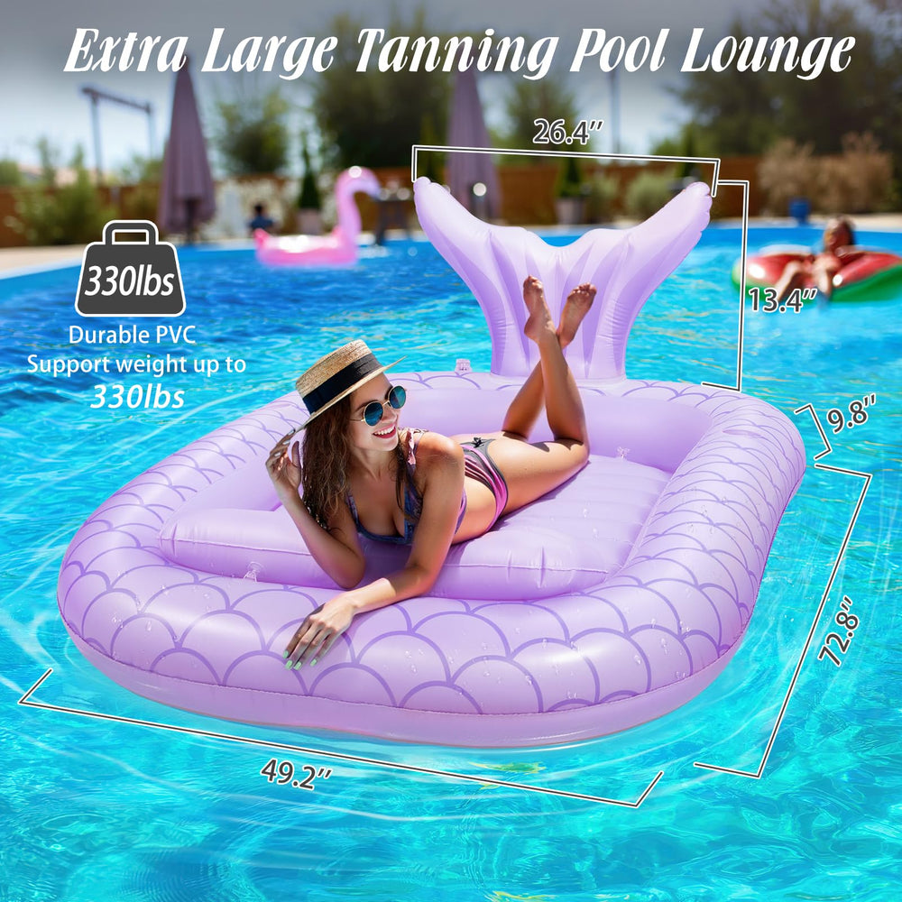 HeySplash inflatable tanning lounger purple, water-filled to stay cool during sun exposure.