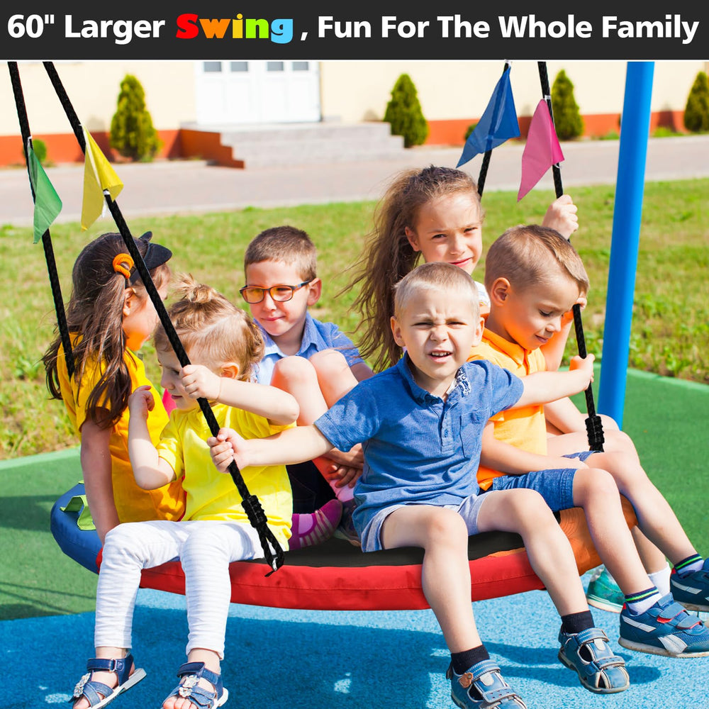 HeyZoo outdoor swing with assembly accessories shown for quick setup.
