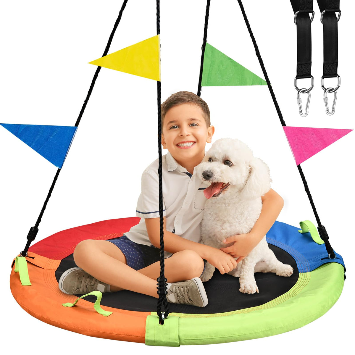 HeyZoo tree swing 40-inch saucer in multicolor for backyard fun
