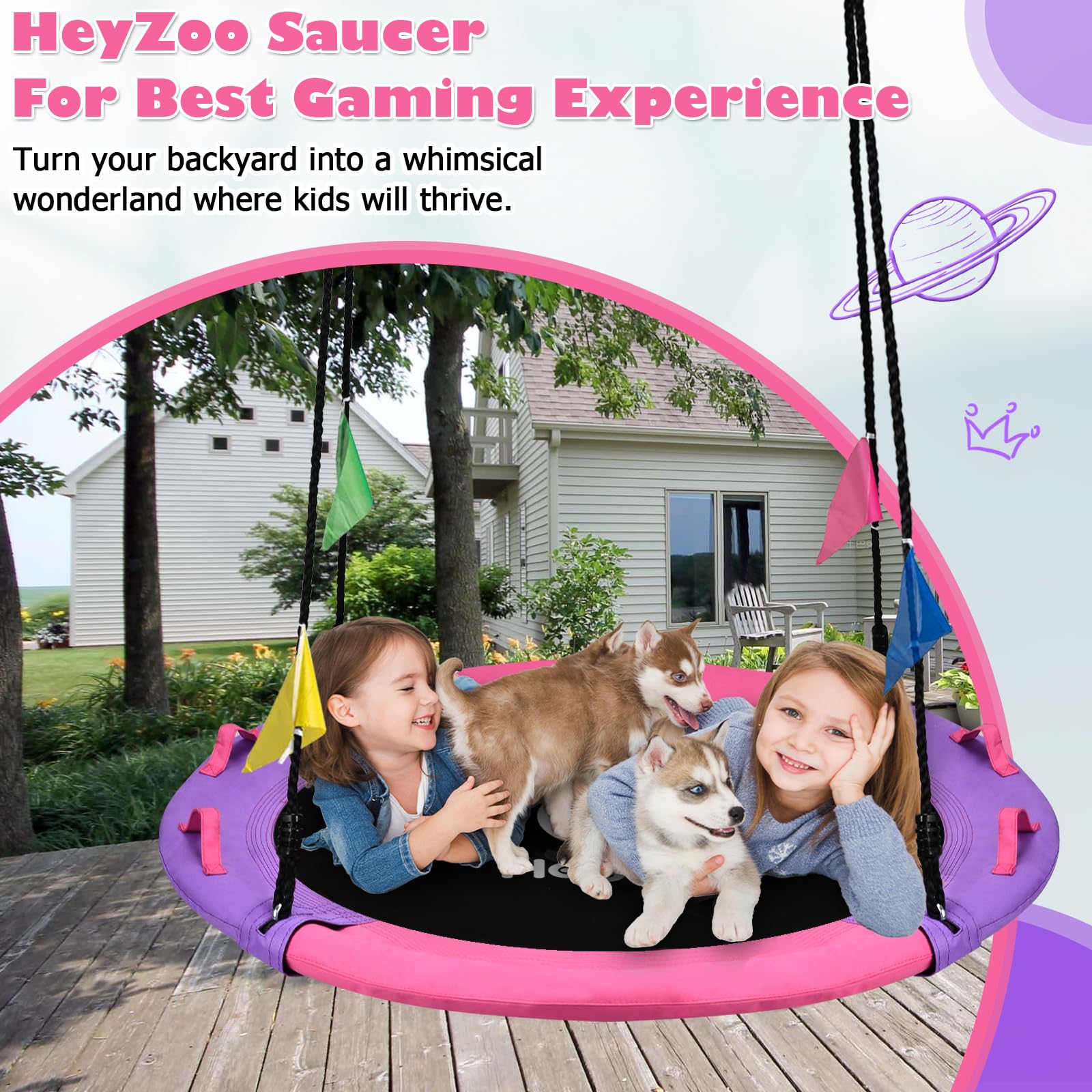 HeyZoo 360-degree swivel enables versatile play for kids and adults