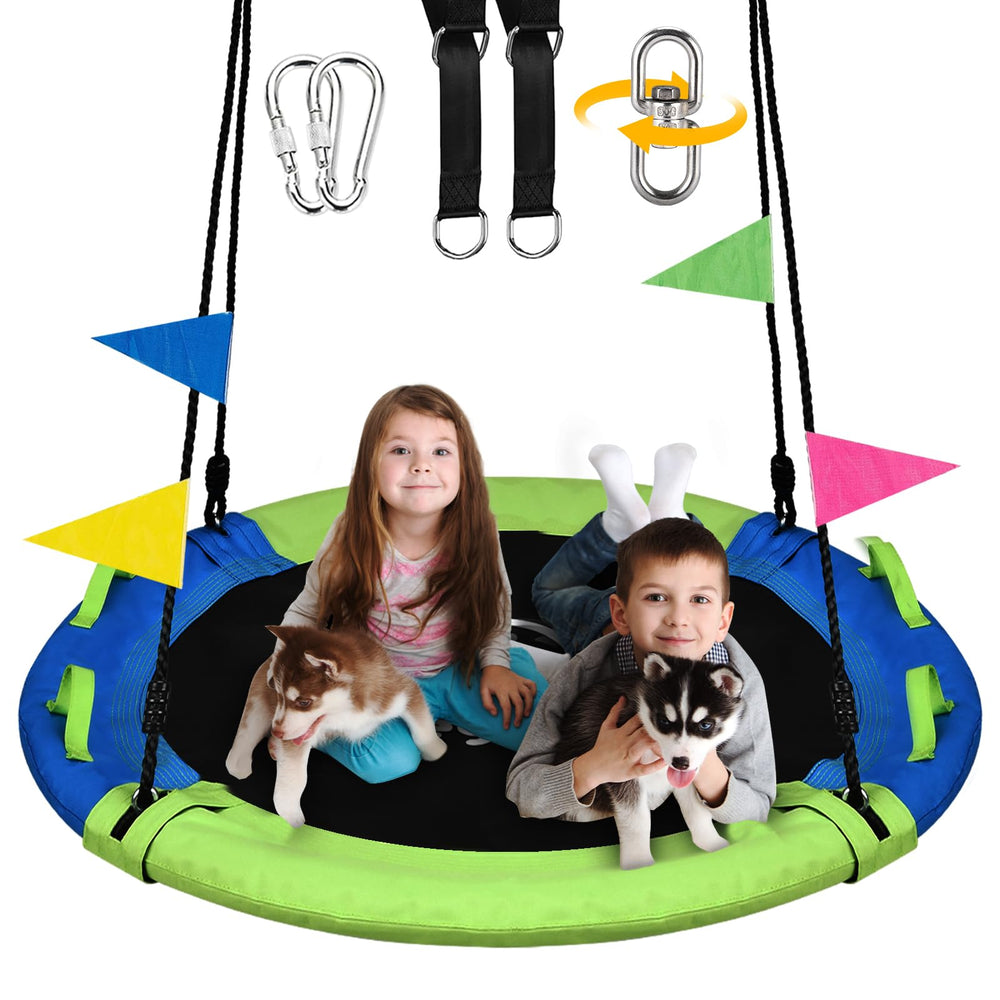 HeyZoo 43 inch saucer swing ready to install for backyard fun
