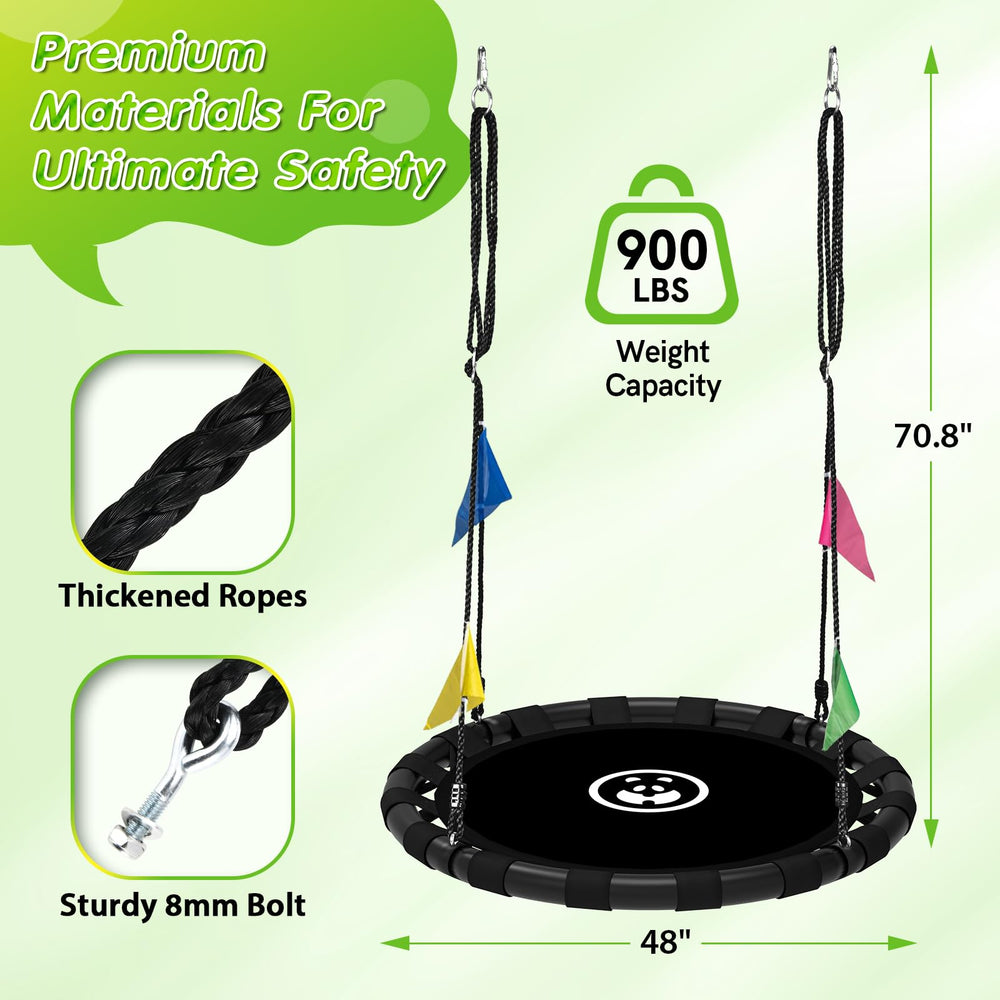 HeyZoo 48-inch saucer swing seat offers roomy space.