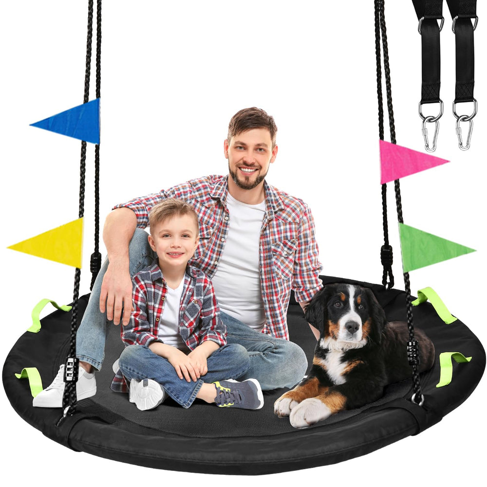 HeyZoo 48 inch tree swing frame provides sturdy support for family play outdoors.