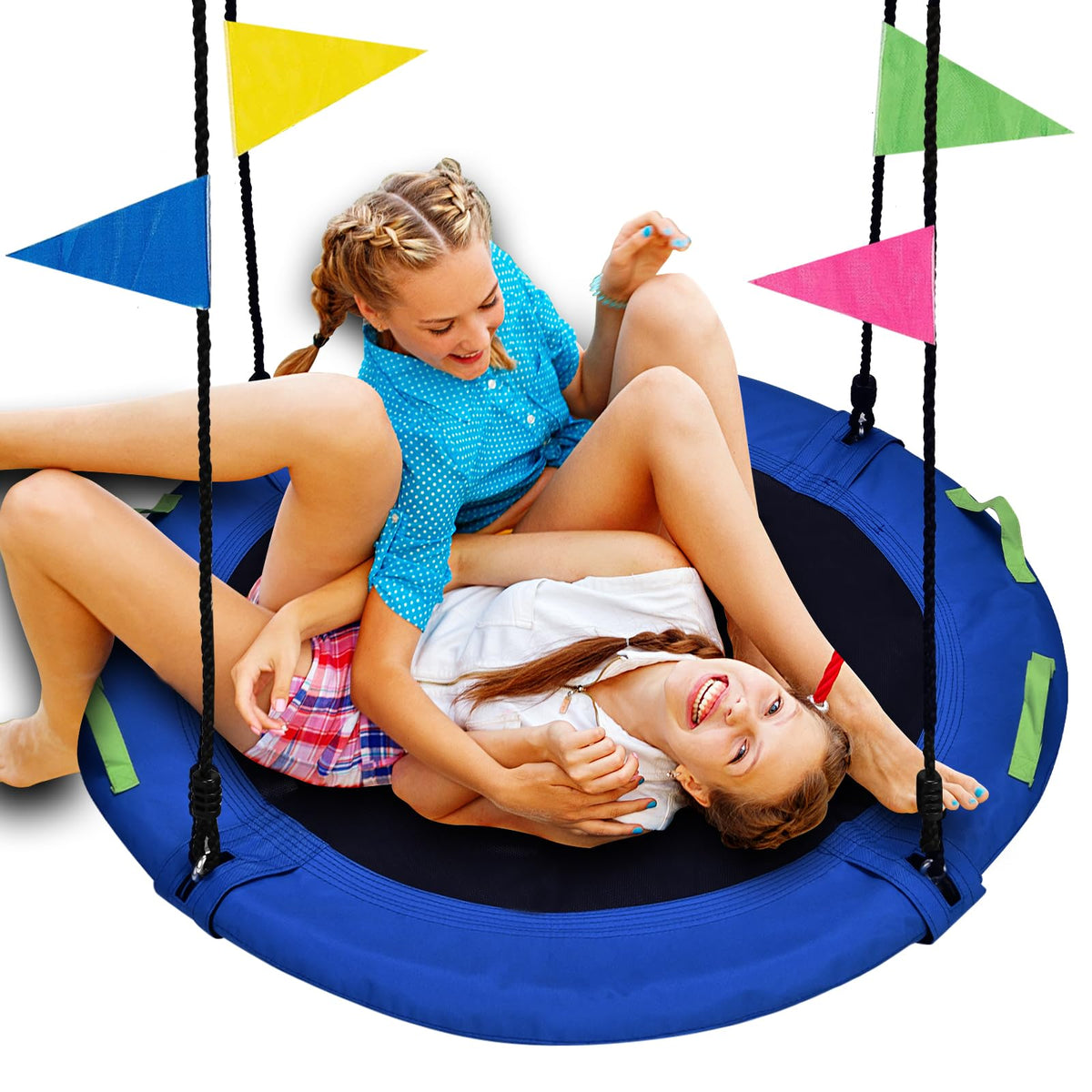 HeyZoo 48 inch saucer swing assembly supports multi-child outdoor play