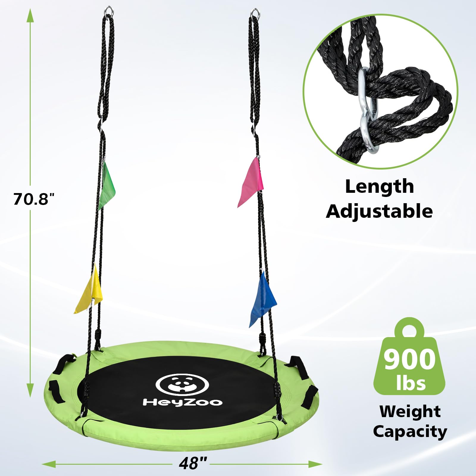 HeyZoo sturdy hanging straps and carabiners ensure secure attachment