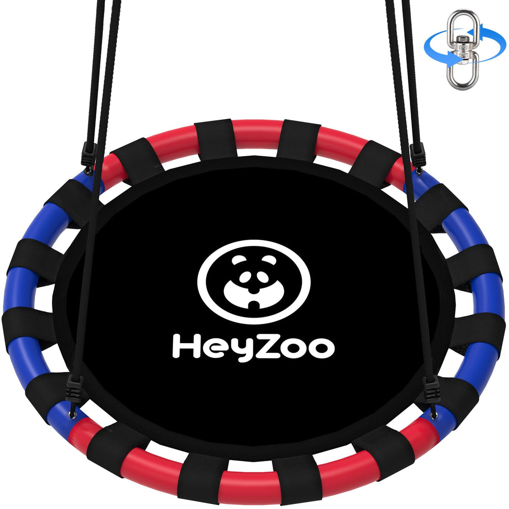 HeyZoo saucer swing blue-red for backyard fun and safe play