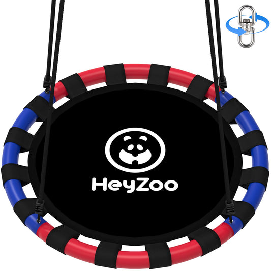 HeyZoo saucer swing blue-red for backyard fun and safe play