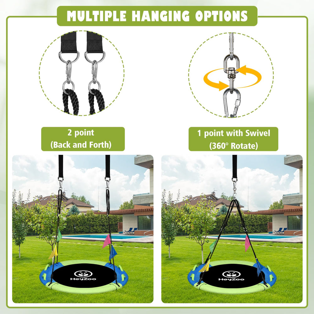HeyZoo saucer swing supports up to 900 lbs for family use