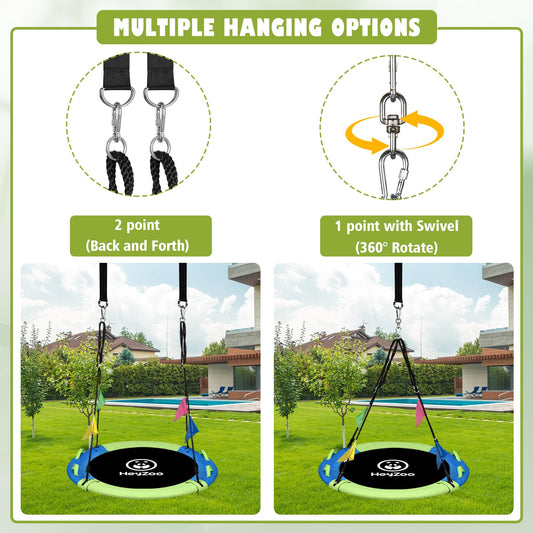 HeyZoo saucer swing supports up to 900 lbs for family use